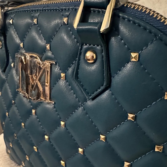 Badley Mischka Vegan Quilted Satchel in Tealish with Gold Accents NWT - Picture 7 of 7